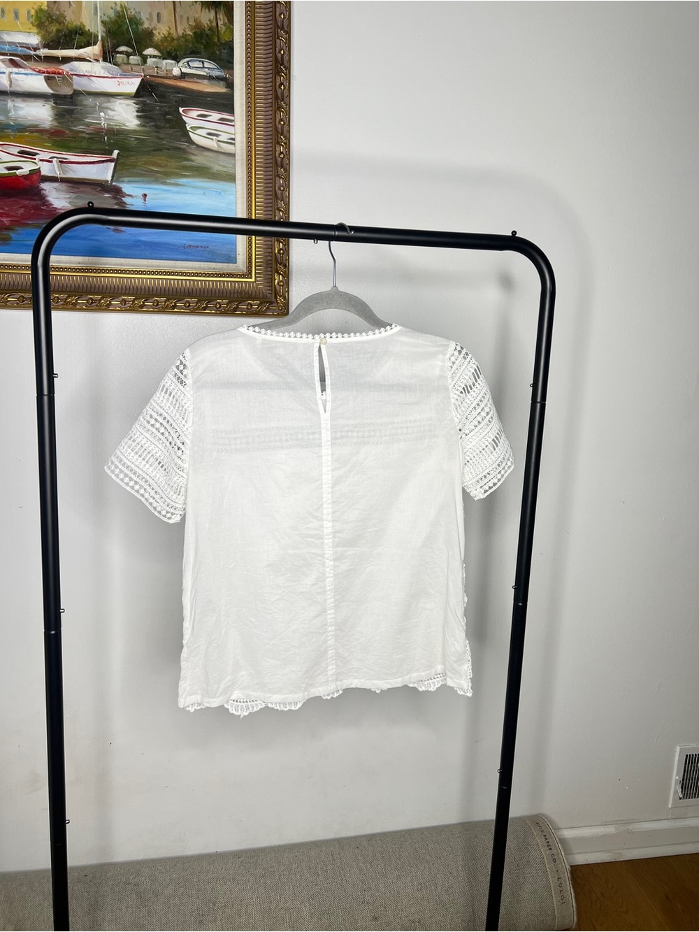 LOFT White Lace Short Sleeve Crochet Top - Picture 3 of 4